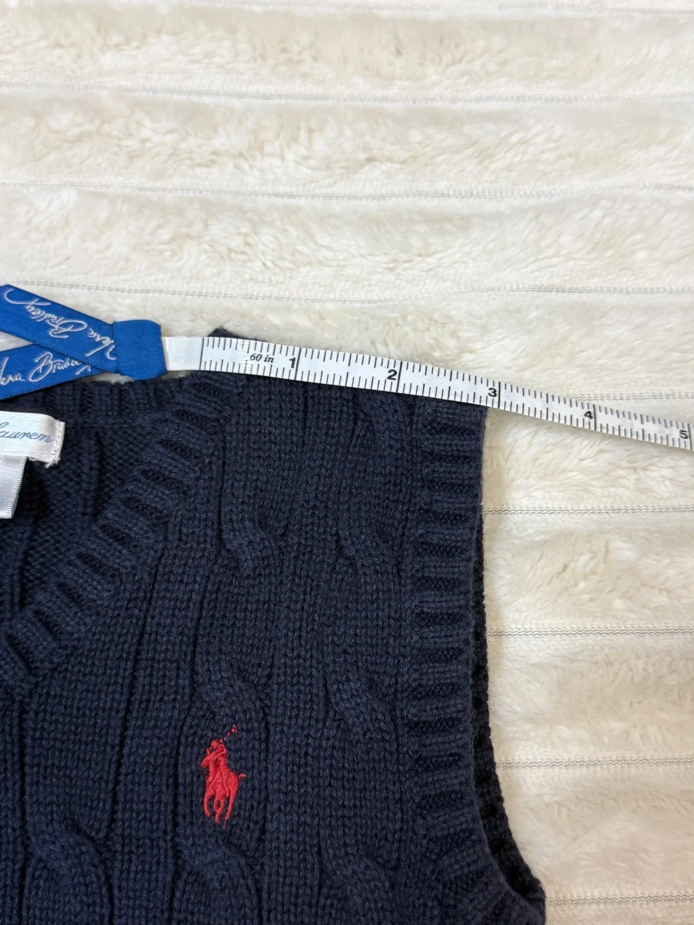 Ralph Lauren: Baby Boy Navy Cable Knit Sweater Vest, Size 18mo